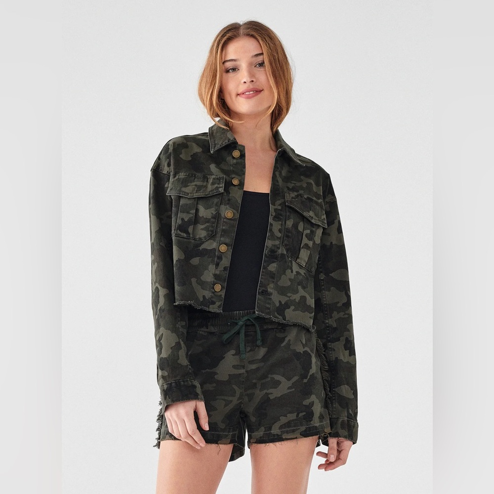 DL1961 Annie Cropped Dark Green Utility Jacket